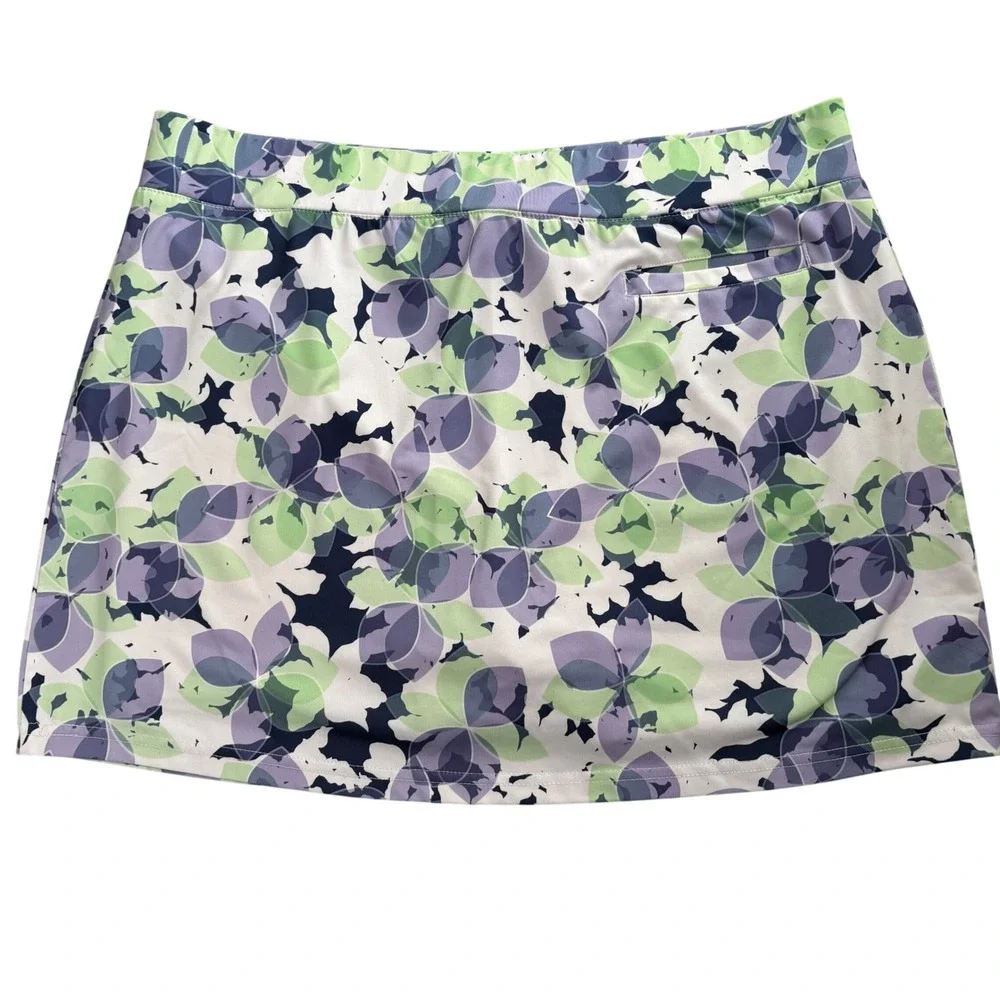 Pebble Beach Dry-Luxe Performance Floral Golf Skort Green‎ Purple Womens XL Golf